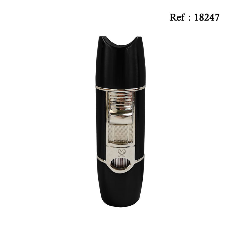 Briquet MYON Cigare triple jet Noir avec emporte pièce & repose cigare - Jagsmoke