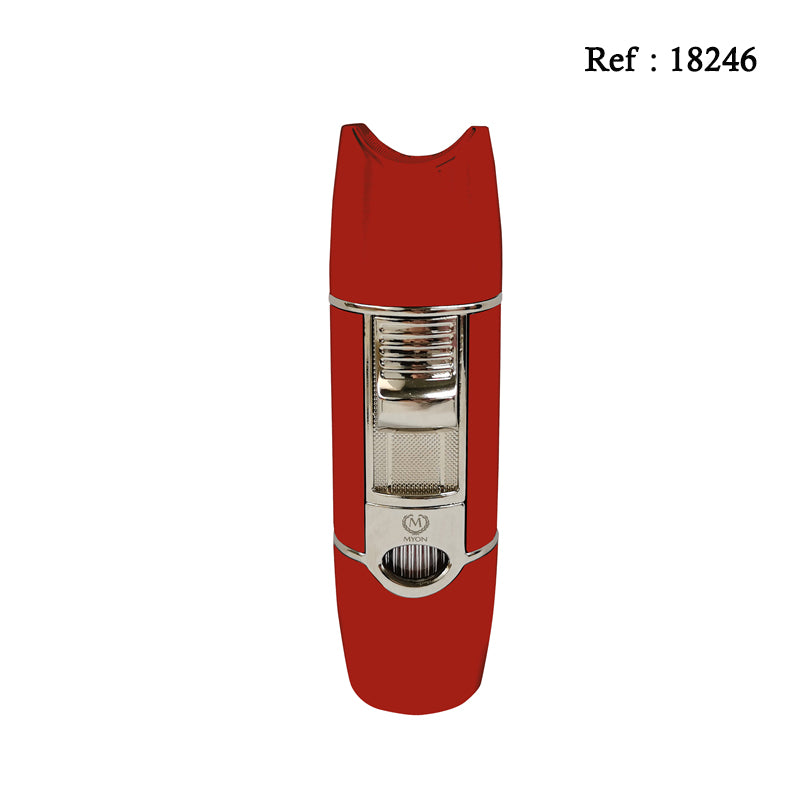 Briquet MYON Cigare triple jet Rouge avec emporte pièce & repose cigare - Jagsmoke