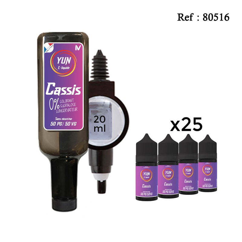 Pack E-liquide Cassis 500mL YUN + Boosters offerts - Jagsmoke